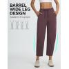imagebaleaf Womens Barrel Pants with Zipper Pockets Drawstring Athletic Pants Elastic Waisted Casual Lounge Work TravelDark Brown