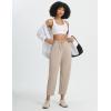 imagebaleaf Womens Barrel Pants with Zipper Pockets Drawstring Athletic Pants Elastic Waisted Casual Lounge Work TravelKhaki