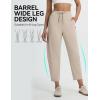 imagebaleaf Womens Barrel Pants with Zipper Pockets Drawstring Athletic Pants Elastic Waisted Casual Lounge Work TravelKhaki