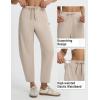 imagebaleaf Womens Barrel Pants with Zipper Pockets Drawstring Athletic Pants Elastic Waisted Casual Lounge Work TravelKhaki