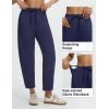 imagebaleaf Womens Barrel Pants with Zipper Pockets Drawstring Athletic Pants Elastic Waisted Casual Lounge Work TravelNavy Blue