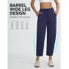 imagebaleaf Womens Barrel Pants with Zipper Pockets Drawstring Athletic Pants Elastic Waisted Casual Lounge Work TravelNavy Blue