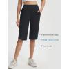 imagebaleaf Womens Bermuda Long Shorts 14 Knee Length Capris with Zipper Pockets Athletic Walking Athletic Casual SummerBlack