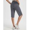 imagebaleaf Womens Bermuda Long Shorts 14 Knee Length Capris with Zipper Pockets Athletic Walking Athletic Casual SummerDark Gray