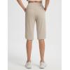 imagebaleaf Womens Bermuda Long Shorts 14 Knee Length Capris with Zipper Pockets Athletic Walking Athletic Casual SummerKhaki