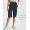 imagebaleaf Womens Bermuda Long Shorts 14 Knee Length Capris with Zipper Pockets Athletic Walking Athletic Casual SummerNavy Blue