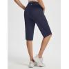 imagebaleaf Womens Bermuda Long Shorts 14 Knee Length Capris with Zipper Pockets Athletic Walking Athletic Casual SummerNavy Blue