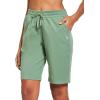 imagebaleaf Womens Bermuda Shorts Long Cotton Casual Summer Knee Length Pull On Lounge Walking Exercise Shorts with PocketsLoden Frost10 Inseam