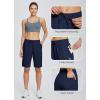 imagebaleaf Womens Bermuda Shorts Long Cotton Casual Summer Knee Length Pull On Lounge Walking Exercise Shorts with PocketsNavy Blue10 Inseam