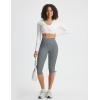 imagebaleaf Womens High Waisted Capri Leggings with Pockets Yoga Capris Pants Tummy Control Workout CasualDark Gray