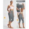 imagebaleaf Womens High Waisted Capri Leggings with Pockets Yoga Capris Pants Tummy Control Workout CasualDark Gray