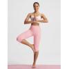 imagebaleaf Womens High Waisted Capri Leggings with Pockets Yoga Capris Pants Tummy Control Workout CasualLight Pink