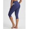 imagebaleaf Womens High Waisted Capri Leggings with Pockets Yoga Capris Pants Tummy Control Workout CasualNavy Blue