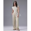 imagebaleaf Womens Wide Leg PantsLight Brown