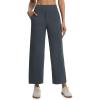 imagebaleaf Womens Wide Leg Yoga Pants 28 Dress Work Pants with Pockets Stretch High Waist Casual PantsDark Gray
