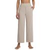 imagebaleaf Womens Wide Leg Yoga Pants 28 Dress Work Pants with Pockets Stretch High Waist Casual PantsKhaki