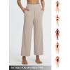imagebaleaf Womens Wide Leg Yoga Pants 28 Dress Work Pants with Pockets Stretch High Waist Casual PantsKhaki