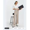 imagebaleaf Womens Wide Leg Yoga Pants 28 Dress Work Pants with Pockets Stretch High Waist Casual PantsKhaki
