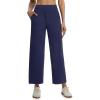 imagebaleaf Womens Wide Leg Yoga Pants 28 Dress Work Pants with Pockets Stretch High Waist Casual PantsNavy Blue