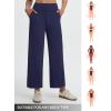 imagebaleaf Womens Wide Leg Yoga Pants 28 Dress Work Pants with Pockets Stretch High Waist Casual PantsNavy Blue