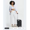 imagebaleaf Womens Wide Leg Yoga Pants 28 Dress Work Pants with Pockets Stretch High Waist Casual PantsStar White