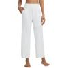 imagebaleaf Womens Wide Leg Yoga Pants 28 Dress Work Pants with Pockets Stretch High Waist Casual PantsStar White