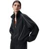 imagebaleaf Womens Yoga Loose Fit HalfZip Pullover HoodieBlack