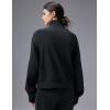 imagebaleaf Womens Yoga Loose Fit HalfZip Pullover HoodieBlack