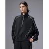 imagebaleaf Womens Yoga Loose Fit HalfZip Pullover HoodieBlack