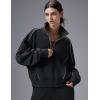 imagebaleaf Womens Yoga Loose Fit HalfZip Pullover HoodieBlack