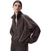 imagebaleaf Womens Yoga Loose Fit HalfZip Pullover HoodieDark Brown