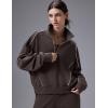 imagebaleaf Womens Yoga Loose Fit HalfZip Pullover HoodieDark Brown