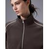 imagebaleaf Womens Yoga Loose Fit HalfZip Pullover HoodieDark Brown