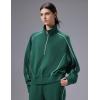 imagebaleaf Womens Yoga Loose Fit HalfZip Pullover HoodieDark Green