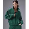 imagebaleaf Womens Yoga Loose Fit HalfZip Pullover HoodieDark Green