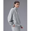 imagebaleaf Womens Yoga Loose Fit HalfZip Pullover HoodieHeather Light Gray
