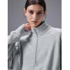 imagebaleaf Womens Yoga Loose Fit HalfZip Pullover HoodieHeather Light Gray