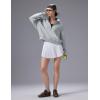 imagebaleaf Womens Yoga Loose Fit HalfZip Pullover HoodieHeather Light Gray