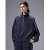 imagebaleaf Womens Yoga Loose Fit HalfZip Pullover HoodieNavy Blue