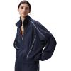 imagebaleaf Womens Yoga Loose Fit HalfZip Pullover HoodieNavy Blue