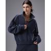 imagebaleaf Womens Yoga Loose Fit HalfZip Pullover HoodieNavy Blue