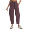 imagebaleaf Womens Barrel Pants with Zipper Pockets Drawstring Athletic Pants Elastic Waisted Casual Lounge Work TravelDark Brown