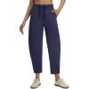 imagebaleaf Womens Barrel Pants with Zipper Pockets Drawstring Athletic Pants Elastic Waisted Casual Lounge Work TravelNavy Blue