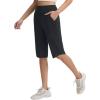 imagebaleaf Womens Bermuda Long Shorts 14 Knee Length Capris with Zipper Pockets Athletic Walking Athletic Casual SummerBlack