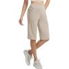 imagebaleaf Womens Bermuda Long Shorts 14 Knee Length Capris with Zipper Pockets Athletic Walking Athletic Casual SummerKhaki