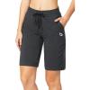 imagebaleaf Womens Bermuda Shorts Long Cotton Casual Summer Knee Length Pull On Lounge Walking Exercise Shorts with PocketsCharcoal10 Inseam