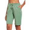 imagebaleaf Womens Bermuda Shorts Long Cotton Casual Summer Knee Length Pull On Lounge Walking Exercise Shorts with PocketsLoden Frost10 Inseam