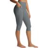 imagebaleaf Womens High Waisted Capri Leggings with Pockets Yoga Capris Pants Tummy Control Workout CasualDark Gray