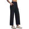 imagebaleaf Womens Wide Leg Yoga Pants 28 Dress Work Pants with Pockets Stretch High Waist Casual PantsBlack