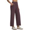 imagebaleaf Womens Wide Leg Yoga Pants 28 Dress Work Pants with Pockets Stretch High Waist Casual PantsDark Brown